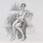 Woman seated on couch